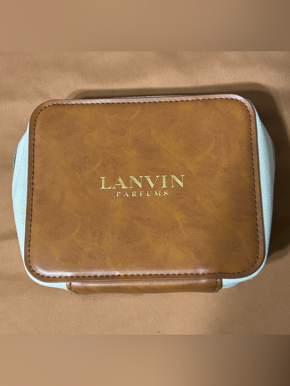 Lanvin Brown and White Toiletry Pouch